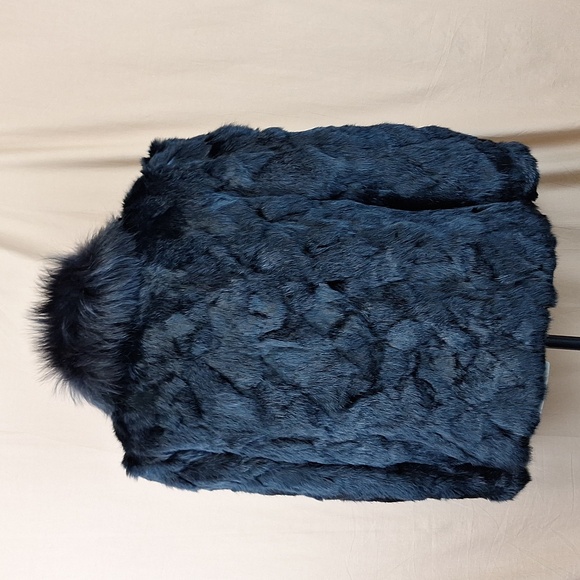 Rabbit Fur Coat, Black - Picture 3 of 7